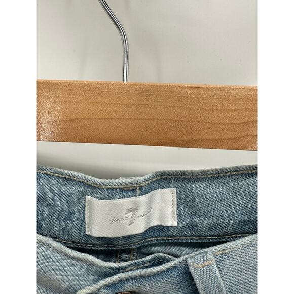 7 For All Mankind Easy Straight Button Fly Light Wash Blue Jeans Women's Size 25 - Picture 9 of 13